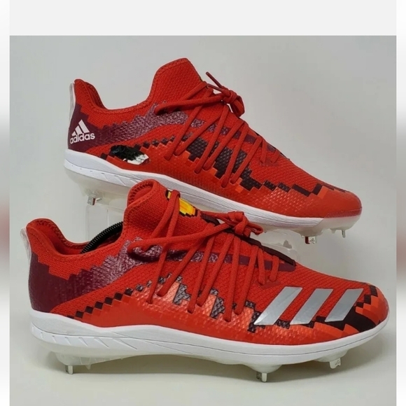 Adidas Red Icon V-8 Bit Baseball Cleats Men's Size 13 F34690 Minecraft New - Picture 1 of 12